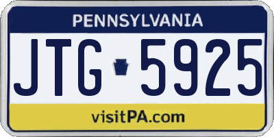 PA license plate JTG5925