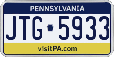 PA license plate JTG5933