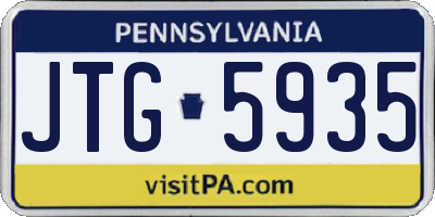 PA license plate JTG5935