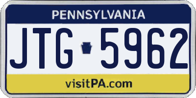 PA license plate JTG5962
