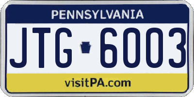 PA license plate JTG6003
