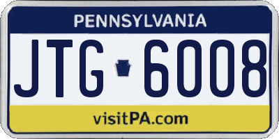 PA license plate JTG6008