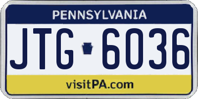 PA license plate JTG6036