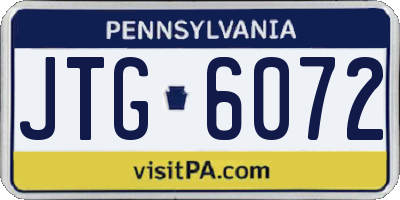 PA license plate JTG6072