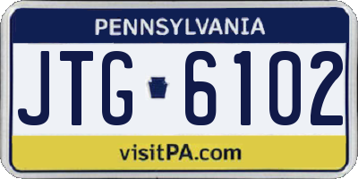 PA license plate JTG6102