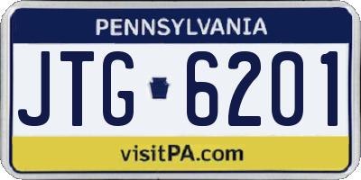 PA license plate JTG6201