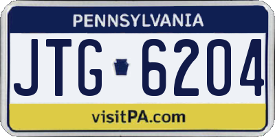 PA license plate JTG6204