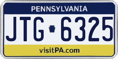 PA license plate JTG6325