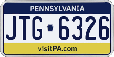 PA license plate JTG6326