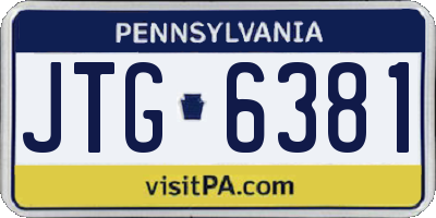 PA license plate JTG6381