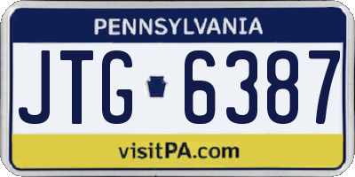 PA license plate JTG6387