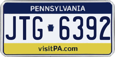 PA license plate JTG6392