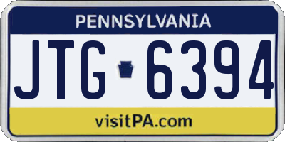 PA license plate JTG6394