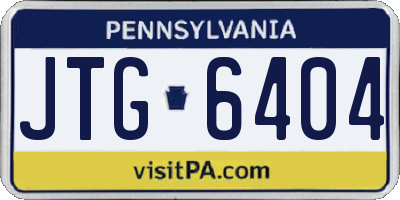 PA license plate JTG6404