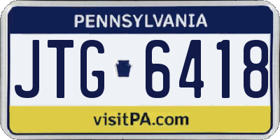 PA license plate JTG6418
