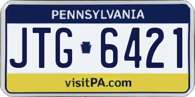 PA license plate JTG6421