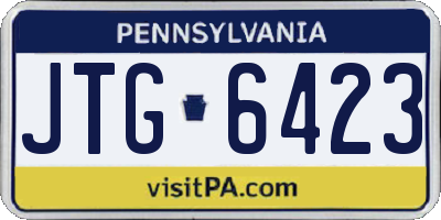 PA license plate JTG6423