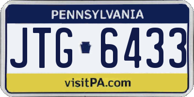PA license plate JTG6433
