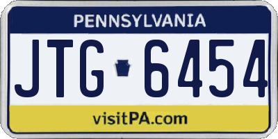 PA license plate JTG6454