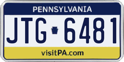 PA license plate JTG6481
