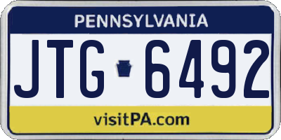PA license plate JTG6492