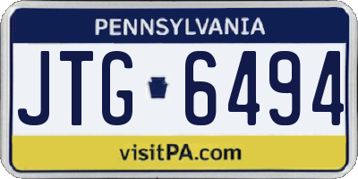 PA license plate JTG6494