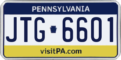 PA license plate JTG6601