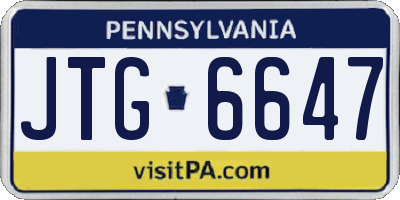 PA license plate JTG6647