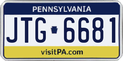 PA license plate JTG6681