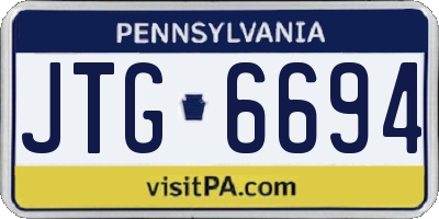PA license plate JTG6694