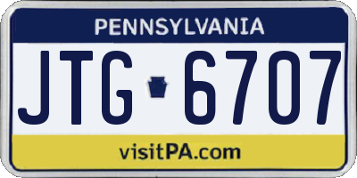 PA license plate JTG6707