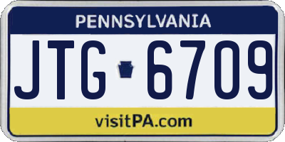PA license plate JTG6709
