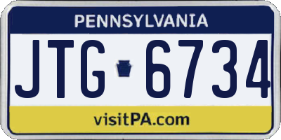 PA license plate JTG6734