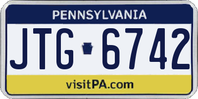 PA license plate JTG6742