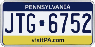 PA license plate JTG6752