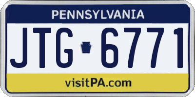 PA license plate JTG6771