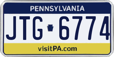PA license plate JTG6774