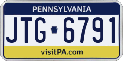 PA license plate JTG6791