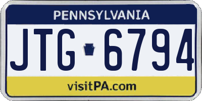 PA license plate JTG6794