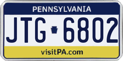 PA license plate JTG6802