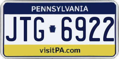 PA license plate JTG6922