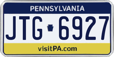 PA license plate JTG6927