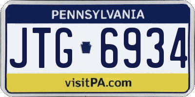 PA license plate JTG6934