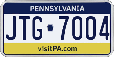 PA license plate JTG7004