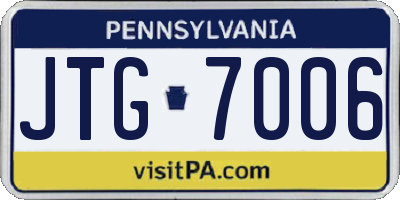 PA license plate JTG7006
