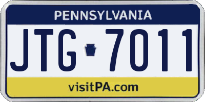 PA license plate JTG7011
