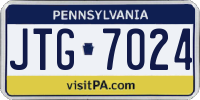 PA license plate JTG7024