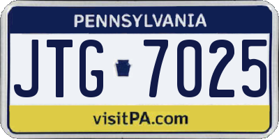 PA license plate JTG7025