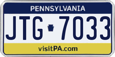 PA license plate JTG7033