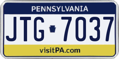 PA license plate JTG7037